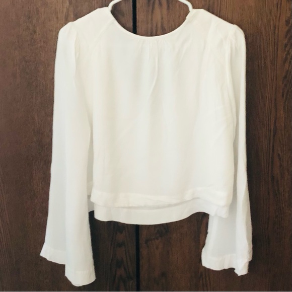 Free People White Long Bell Sleeve Layered Top S - Picture 5 of 6